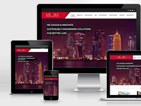 Arena engineering consulting Qatar | website launch | Aimstyle Graphics